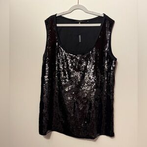 NWT Elie Tahari Cally blouse black sequined tank size medium